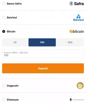 Depósitos criptomoedas Rivalo