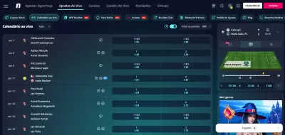 A seção de streaming ao vivo da Novibet
