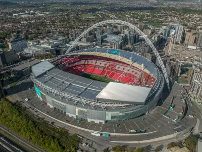 Uma foto aérea do estádio de Wembley, em Londres