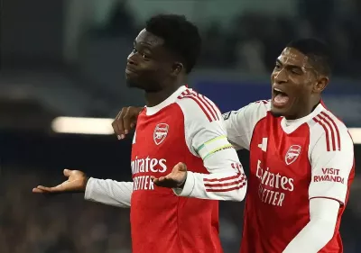 Equipa do Arsenal a celebrar