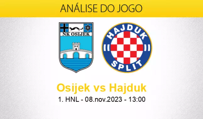 NK Osijek - HNK Hajduk Split placar ao vivo, H2H e escalações