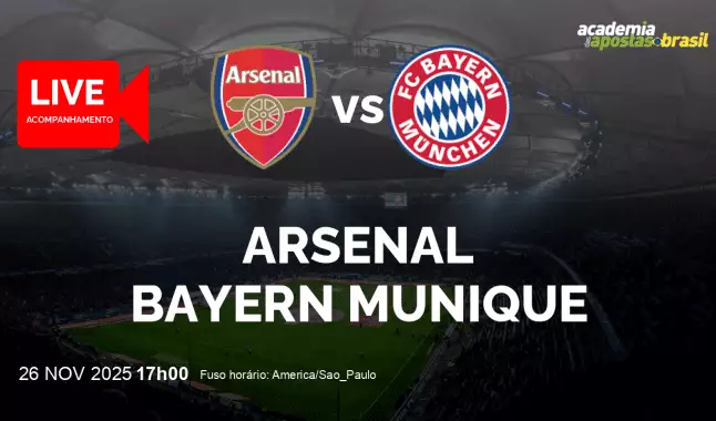 Arsenal Bayern Munique livestream | Liga dos Campeões da UEFA | 26 novembro 2025