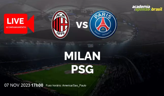 Milan PSG livestream | Liga dos Campeões da UEFA | 07 novembro 2023