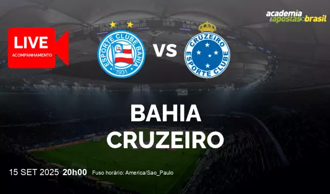 Bahia Cruzeiro livestream | Brasileirão Série A | 15 setembro 2025