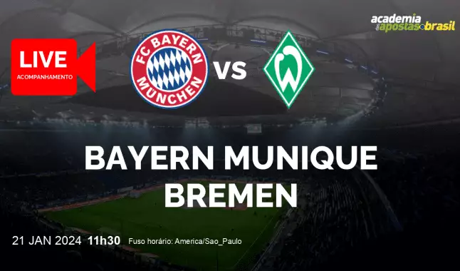 Bayern Munique Bremen livestream | Bundesliga | 21 janeiro 2024