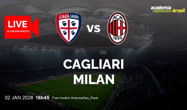 Cagliari Milan livestream | Serie A TIM | 02 janeiro 2026