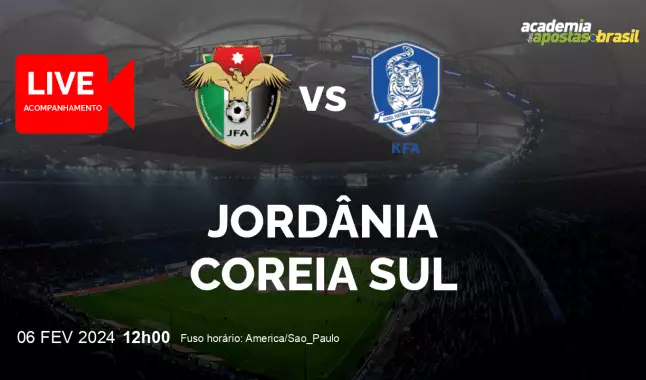Jordânia Coreia Sul livestream | Copa da Ásia | 06 fevereiro 2024