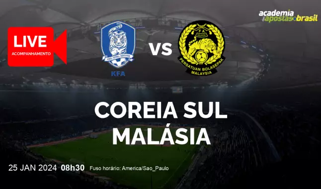 Coreia Sul Malásia livestream | Copa da Ásia | 25 janeiro 2024