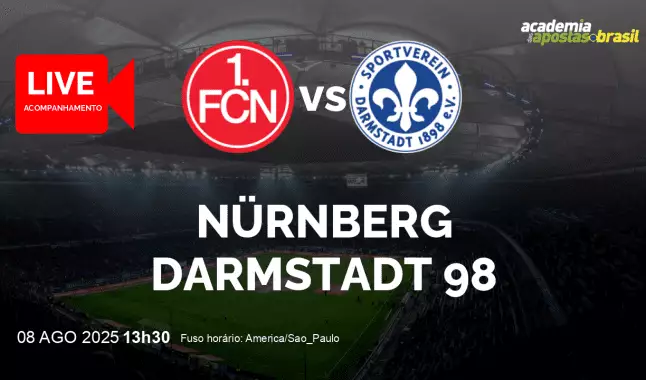 Nürnberg Darmstadt 98 livestream | 2. Liga | 08 agosto 2025