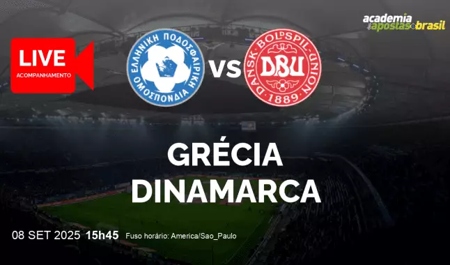 Grécia Dinamarca livestream | Eliminatórias para a Copa do Mundo - Europa | 08 setembro 2025