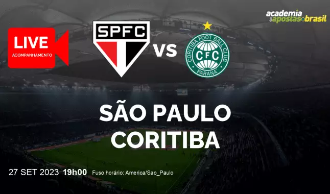 São Paulo Coritiba livestream | Brasileirão Série A | 27 setembro 2023