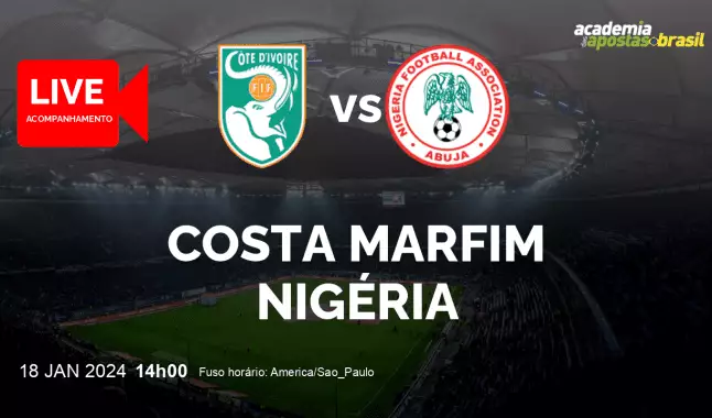 Costa Marfim Nigéria livestream | Copa das Nações Africanas | 18 janeiro 2024