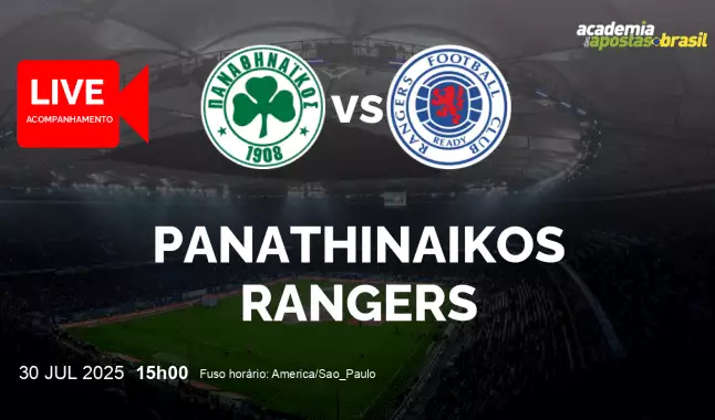 Panathinaikos Rangers livestream | Liga dos Campeões da UEFA | 30 julho 2025
