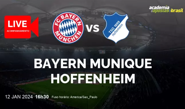 Bayern Munique Hoffenheim livestream | Bundesliga | 12 janeiro 2024