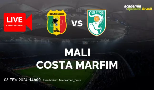 Mali Costa Marfim livestream | Copa das Nações Africanas | 03 fevereiro 2024