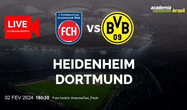 Heidenheim Dortmund livestream | Bundesliga | 02 fevereiro 2024