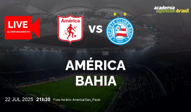 América Bahia livestream | Copa Bridgestone Sul-Americana | 22 julho 2025