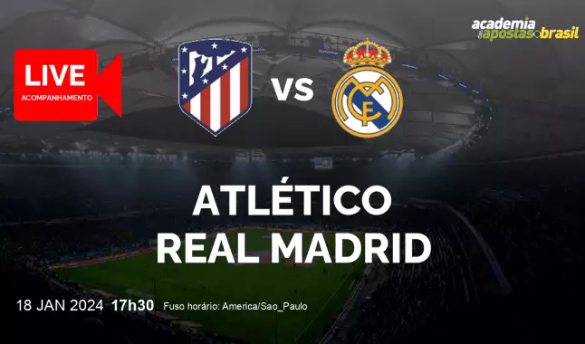 Atlético Real Madrid livestream | Copa del Rey | 18 janeiro 2024