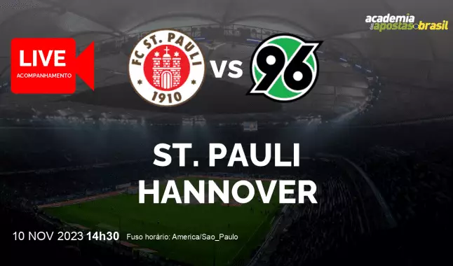 St. Pauli Hannover livestream | 2. Liga | 10 novembro 2023